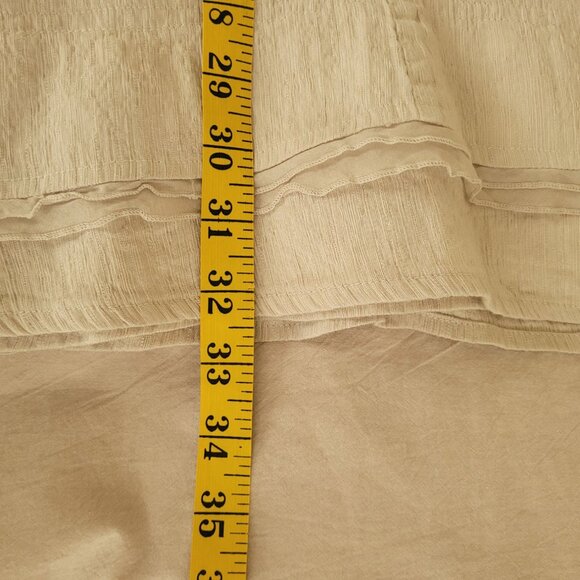 Womens Lagenlook Beige Full Skirt L Silk Linen Elastic Lace Prarie Romance fairy - Picture 2 of 5